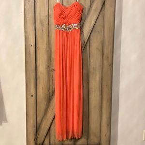 Coral Jewel Strapless Prom Dress size 5